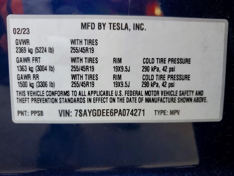 Продаж на аукціоні авто 2023 Tesla Model Y, vin: 7SAYGDEE6PA074271, номер лоту: 45459776