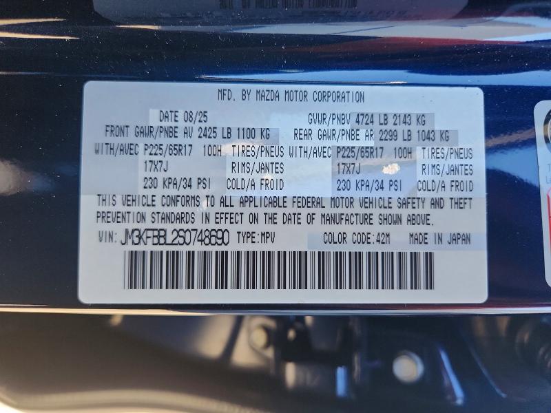 2025 Mazda Cx-5 მანქანა იყიდება აუქციონზე, vin: JM3KFBBL2S0748690, აუქციონის ნომერი: 46416766