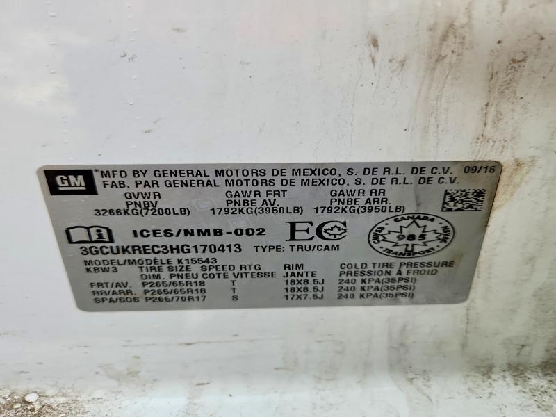 46076766 :رقم المزاد ، 3GCUKREC3HG170413 vin ، 2017 Chevrolet Silverado مزاد بيع