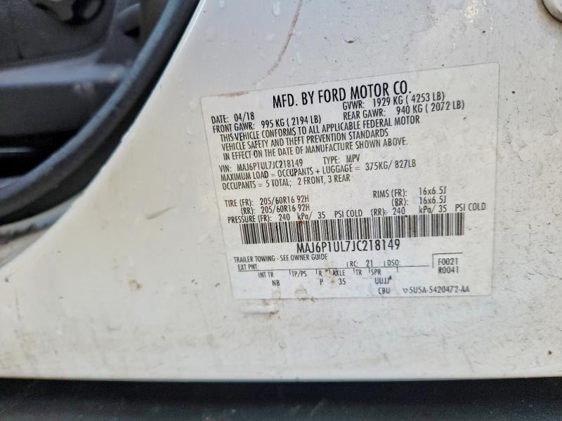 Aukcja sprzedaży 2018 Ford Ecosport, vin: MAJ6P1UL7JC218149, numer aukcji: 47632246
