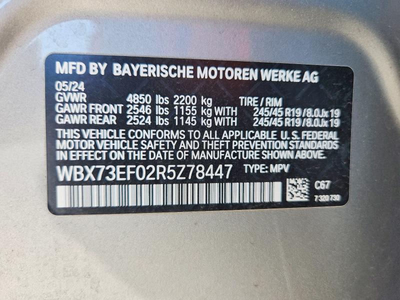 42070806 :رقم المزاد ، WBX73EF02R5Z78447 vin ، 2024 Bmw X1 مزاد بيع
