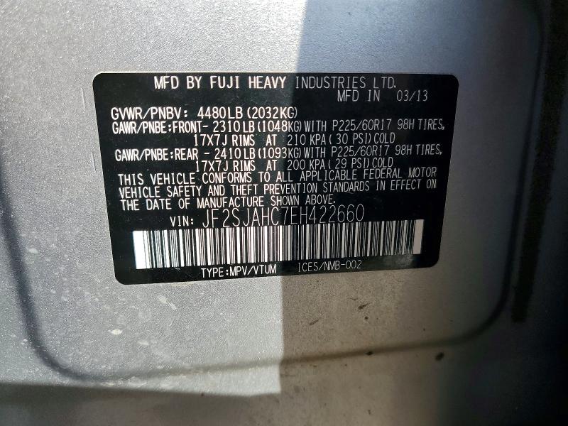 Aukcja sprzedaży 2014 Subaru Forester, vin: JF2SJAHC7EH422660, numer aukcji: 48250086