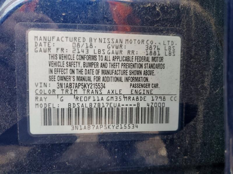 Aukcja sprzedaży 2019 Nissan Sentra, vin: 3N1AB7AP5KY215534, numer aukcji: 46759276