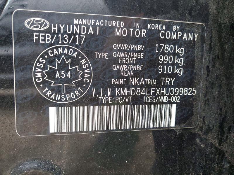 Aukcja sprzedaży 2017 Hyundai Elantra, vin: KMHD84LFXHU399825, numer aukcji: 46867466