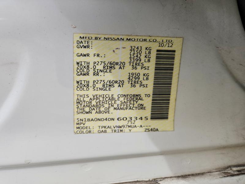 Aukcja sprzedaży 2013 Nissan Armada, vin: 5N1BA0ND4DN603345, numer aukcji: 47258106