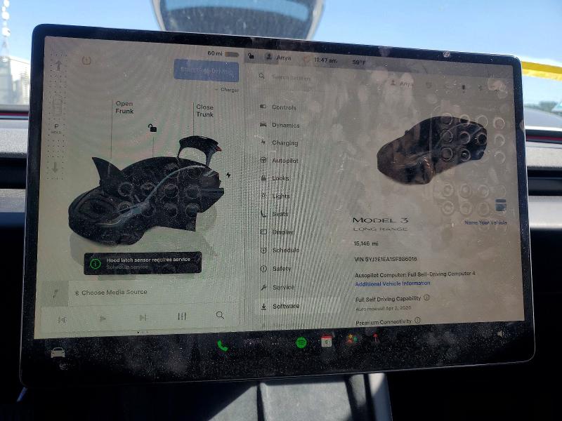 41743336 :رقم المزاد ، 5YJ3E1EA1SF886016 vin ، 2025 Tesla Model 3 مزاد بيع