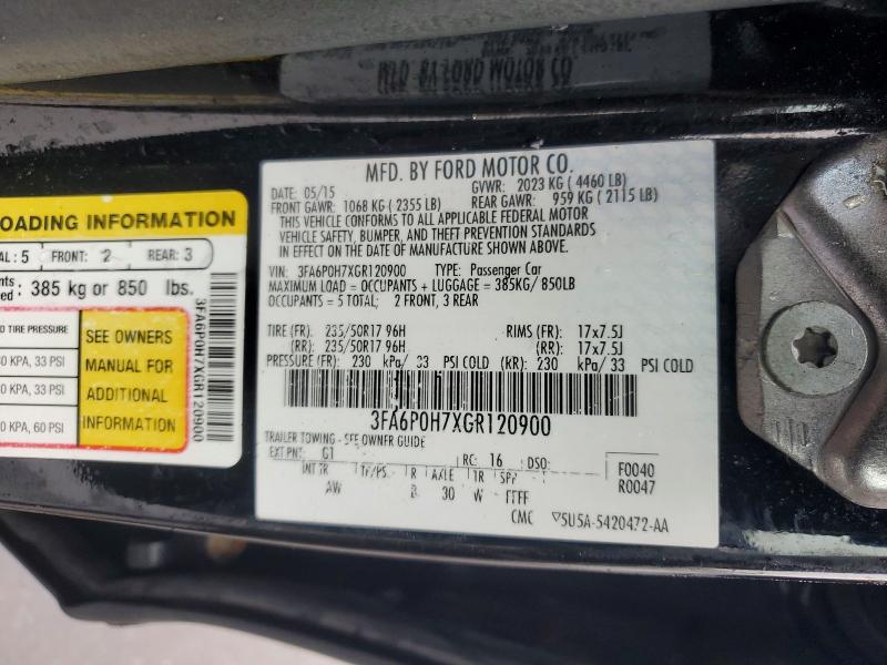 Продаж на аукціоні авто 2016 Ford Fusion, vin: 3FA6P0H7XGR120900, номер лоту: 79817385