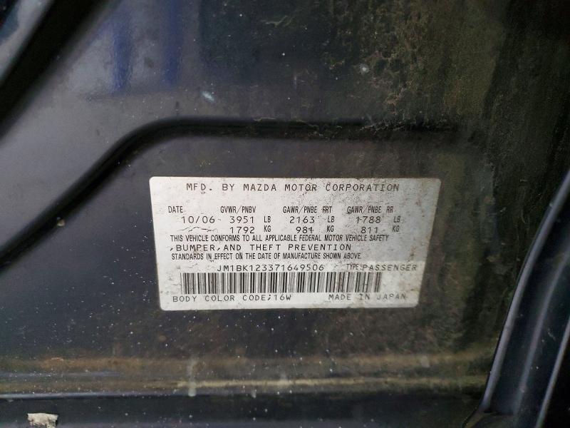 Aukcja sprzedaży 2007 Mazda 3, vin: JM1BK123371649506, numer aukcji: 45941536