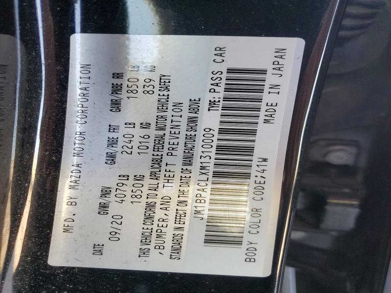 Продажа на аукционе авто 2021 Mazda 3, vin: JM1BPACLXM1310009, номер лота: 46953876