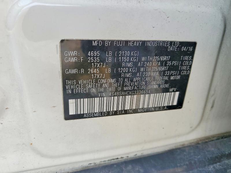 Aukcja sprzedaży 2016 Subaru Outback, vin: 4S4BSAHCXG3336654, numer aukcji: 45826456