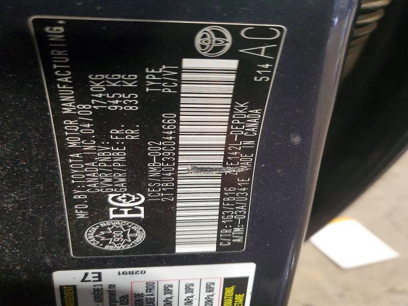 79880535 :رقم المزاد ، 2T1BU40E39C044660 vin ، 2009 Toyota Corolla مزاد بيع