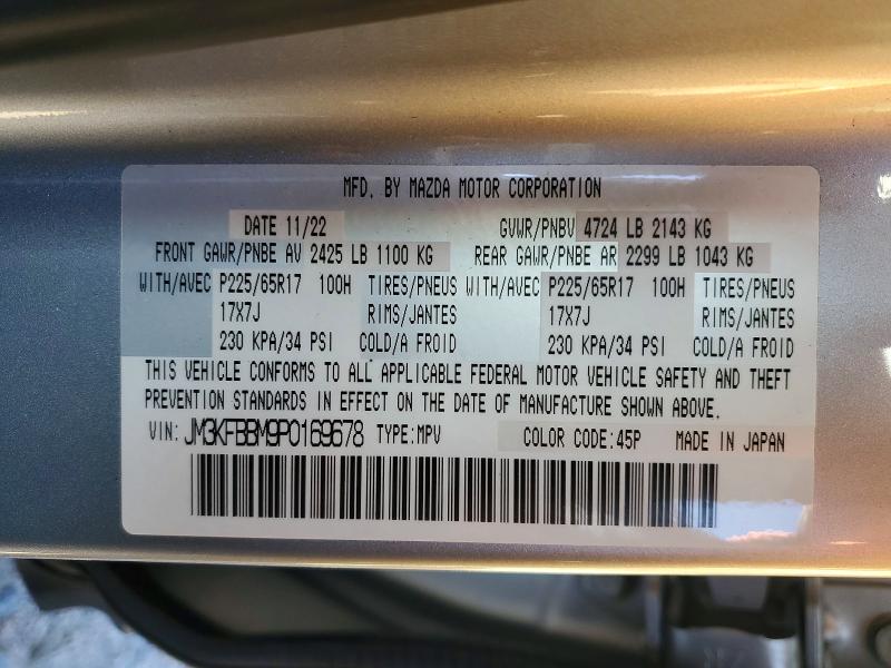 Aukcja sprzedaży 2023 Mazda Cx-5, vin: JM3KFBBM9P0169678, numer aukcji: 45881036
