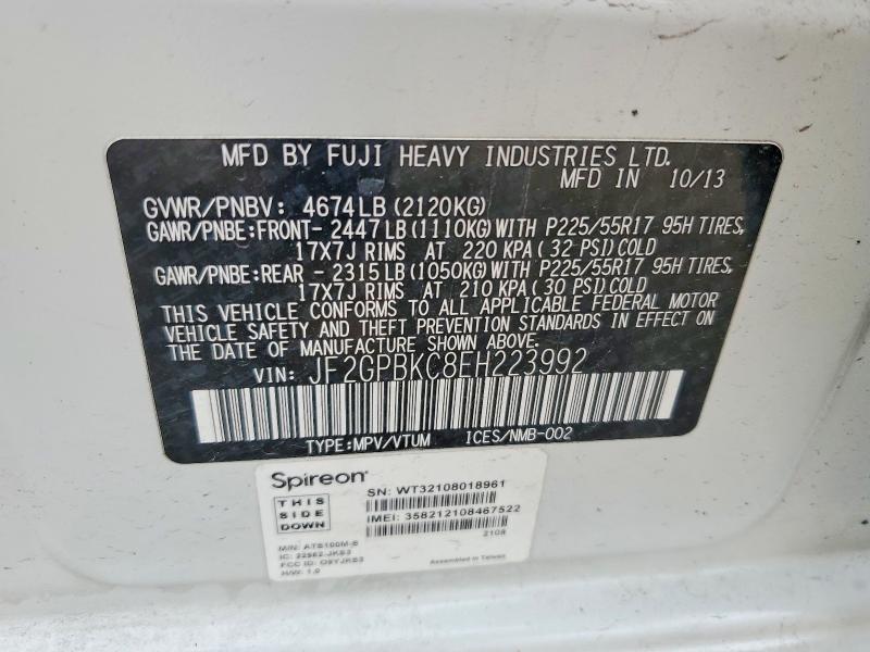 Продаж на аукціоні авто 2014 Subaru Xv Crosstrek, vin: JF2GPBKC8EH223992, номер лоту: 45664466