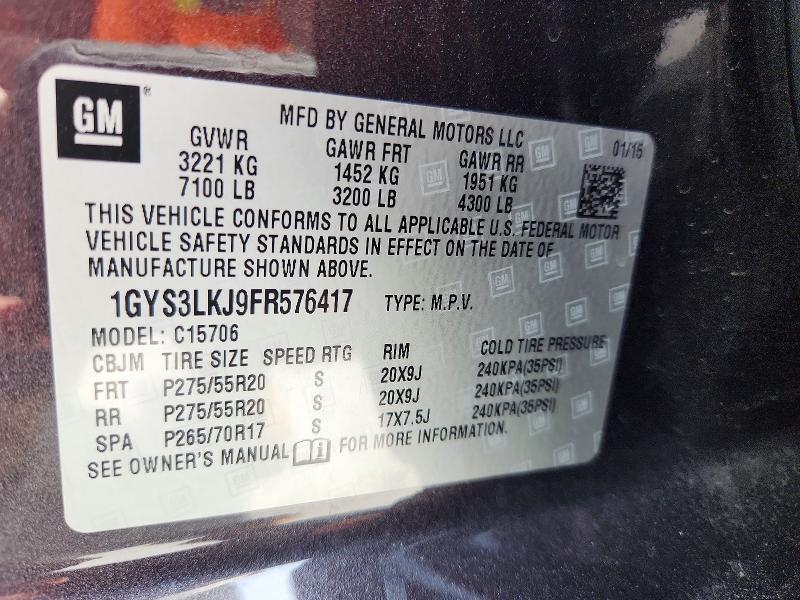 Продаж на аукціоні авто 2015 Cadillac Escalade, vin: 1GYS3LKJ9FR576417, номер лоту: 48309596