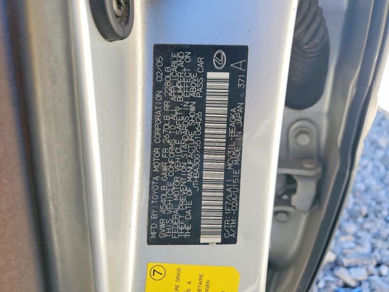 Продажа на аукционе авто 2005 Lexus Es 330, vin: JTHBA30G755106426, номер лота: 46069496