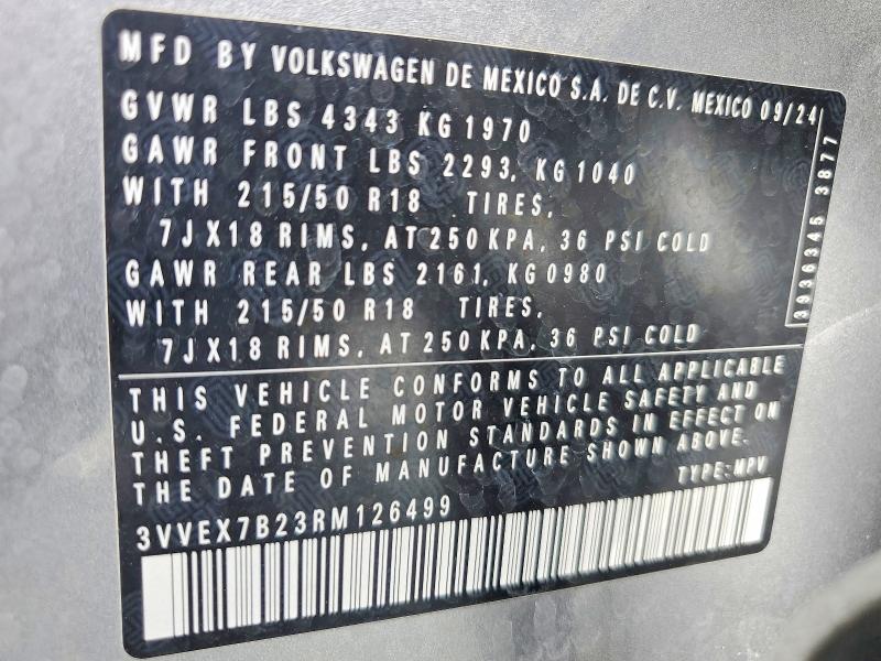 2024 Volkswagen Taos მანქანა იყიდება აუქციონზე, vin: 3VVEX7B23RM126499, აუქციონის ნომერი: 79811235