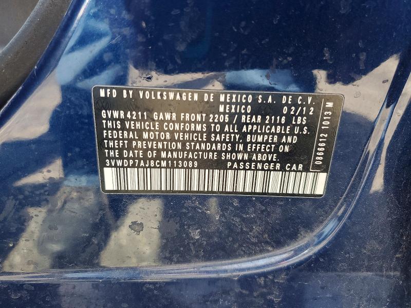 Aukcja sprzedaży 2012 Volkswagen Jetta, vin: 3VWDP7AJ8CM113089, numer aukcji: 47131106