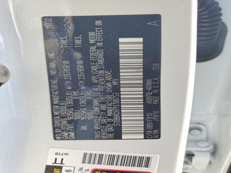 Продажа на аукционе авто 2023 Toyota Highlander Hybrid, vin: 5TDBBRCH7PS106753, номер лота: 47658726