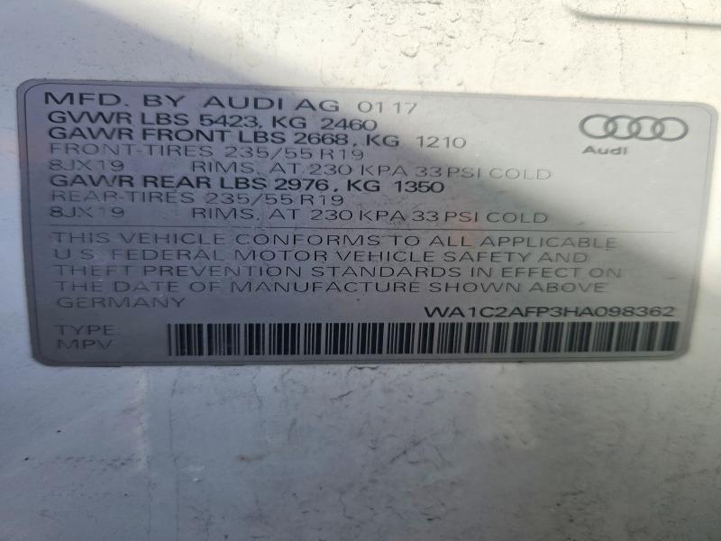 Aukcja sprzedaży 2017 Audi Q5, vin: WA1C2AFP3HA098362, numer aukcji: 79827585