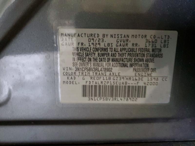 51385226 :رقم المزاد ، 3N1CP5BV3RL478902 vin ، 2024 Nissan Kicks مزاد بيع