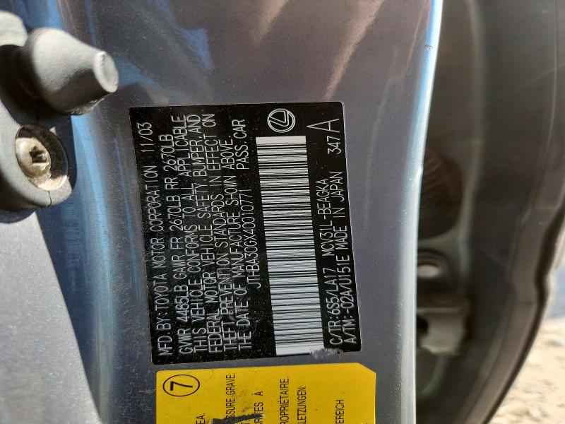 47258356 :رقم المزاد ، JTHBA30GX40010771 vin ، 2004 Lexus Es 330 مزاد بيع