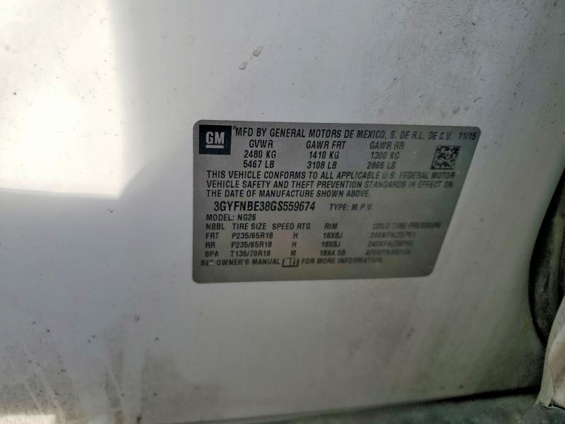 49003996 :رقم المزاد ، 3GYFNBE38GS559674 vin ، 2016 Cadillac Srx مزاد بيع