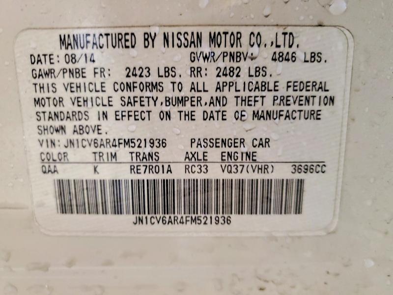 Продаж на аукціоні авто 2015 Infiniti Q40, vin: JN1CV6AR4FM521936, номер лоту: 48087496