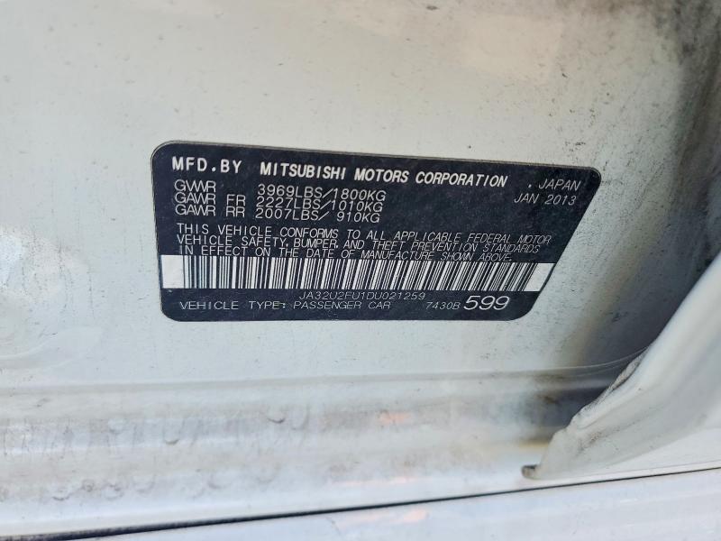 Продаж на аукціоні авто 2013 Mitsubishi Lancer, vin: JA32U2FU1DU021259, номер лоту: 46380206