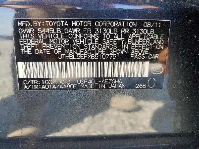 47801976 :رقم المزاد ، JTHBL5EFXB5107751 vin ، 2011 Lexus Ls 460 مزاد بيع