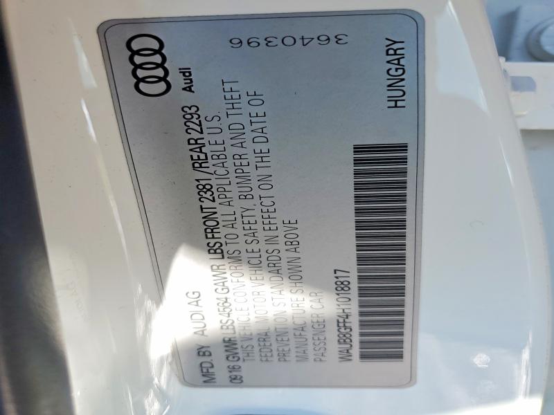 2017 Audi A3 მანქანა იყიდება აუქციონზე, vin: WAUB8GFF4H1018817, აუქციონის ნომერი: 45936636