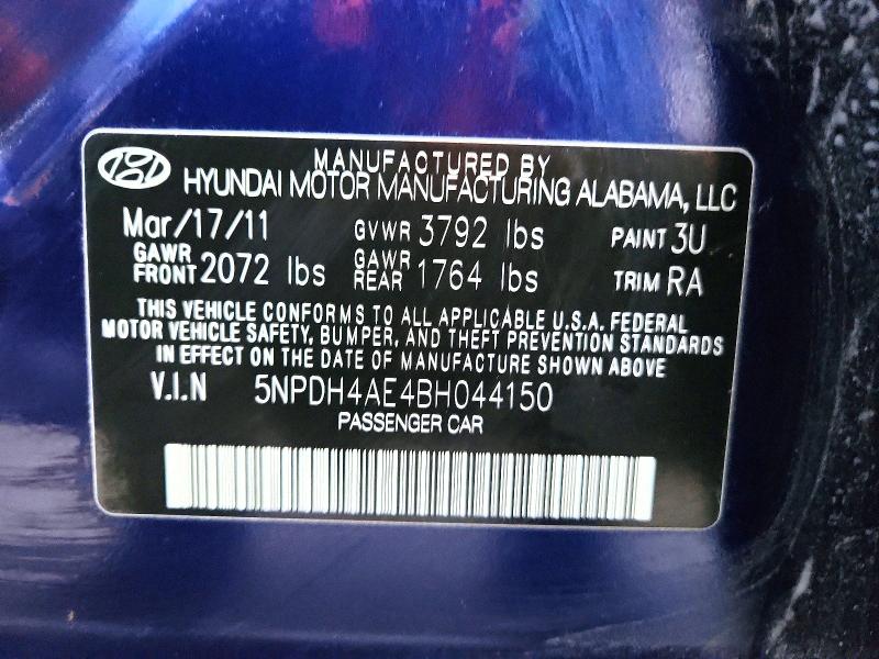 Aukcja sprzedaży 2011 Hyundai Elantra, vin: 5NPDH4AE4BH044150, numer aukcji: 47716436