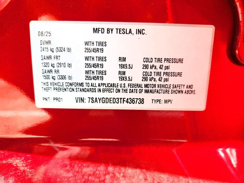 Aukcja sprzedaży 2026 Tesla Model Y, vin: 7SAYGDED3TF436738, numer aukcji: 42017266