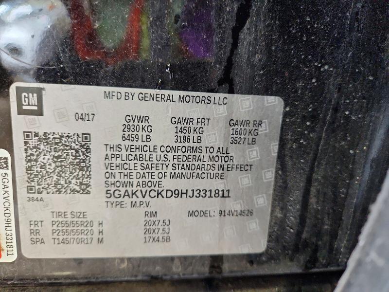 Продаж на аукціоні авто 2017 Buick Enclave, vin: 5GAKVCKD9HJ331811, номер лоту: 47762126