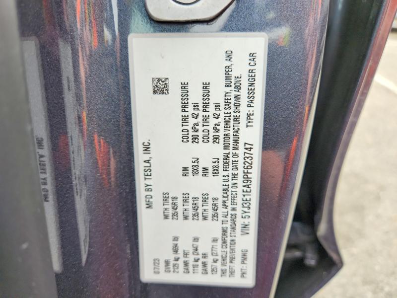 Aukcja sprzedaży 2023 Tesla Model 3, vin: 5YJ3E1EA9PF623747, numer aukcji: 48004406