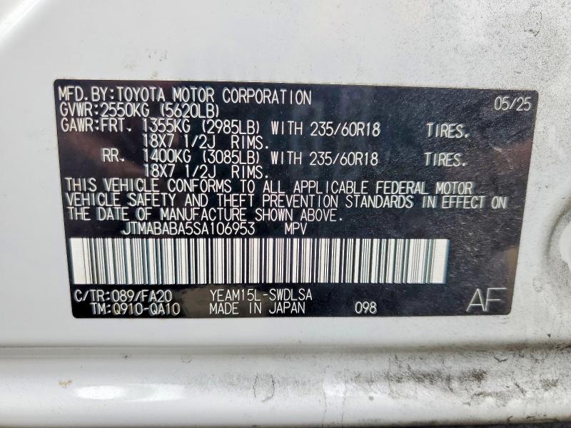 Auction sale of the 2025 Subaru Solterra, vin: JTMABABA5SA106953, lot number: 48309696