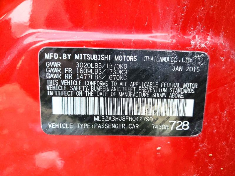47351086 :رقم المزاد ، ML32A3HJ8FH042790 vin ، 2015 Mitsubishi Mirage مزاد بيع