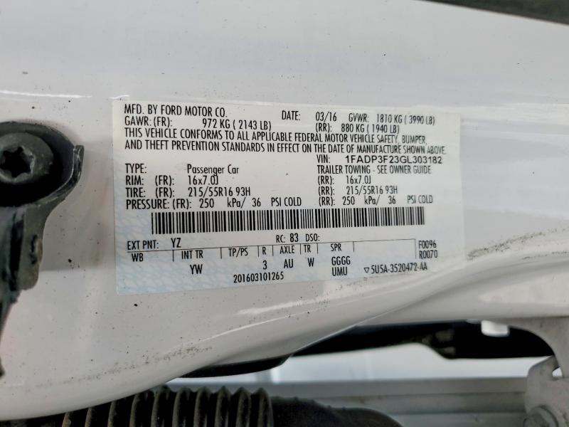 Продажа на аукционе авто 2016 Ford Focus, vin: 1FADP3F23GL303182, номер лота: 47959146
