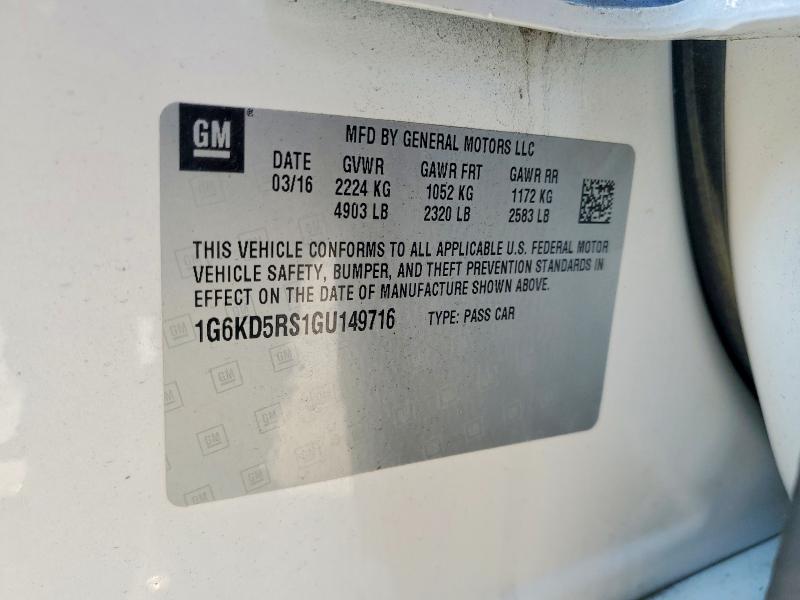 Auction sale of the 2016 Cadillac Ct6, vin: 1G6KD5RS1GU149716, lot number: 79549055