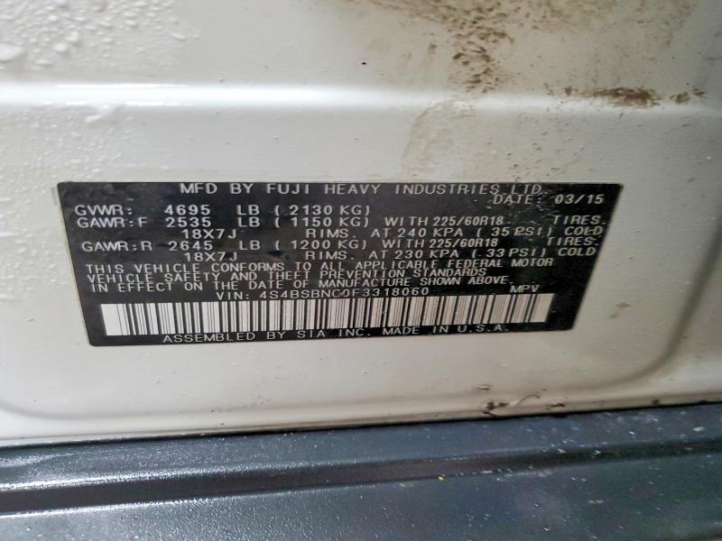 48066996 :رقم المزاد ، 4S4BSBNC0F3318060 vin ، 2015 Subaru Outback مزاد بيع