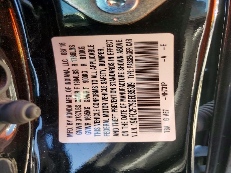 46660086 :رقم المزاد ، 19XFC2F79GE085309 vin ، 2016 Honda Civic مزاد بيع