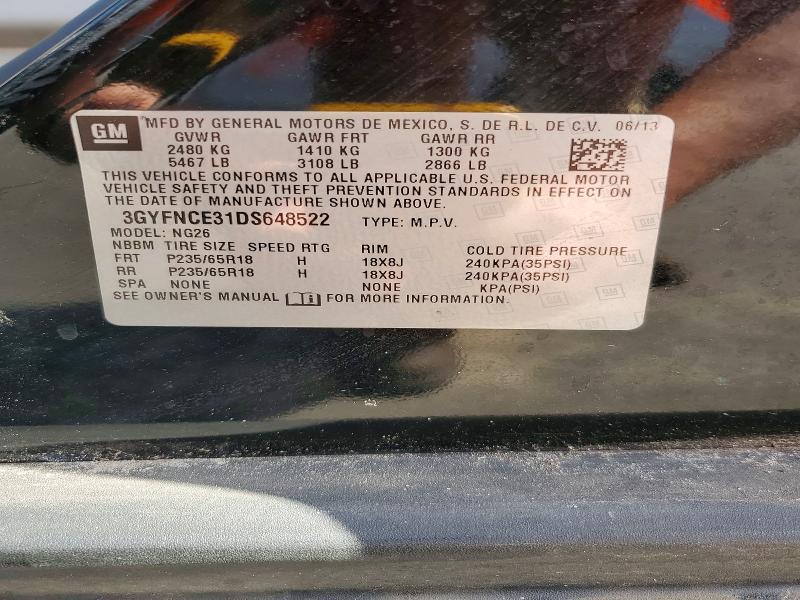 78911685 :رقم المزاد ، 3GYFNCE31DS648522 vin ، 2013 Cadillac Srx مزاد بيع