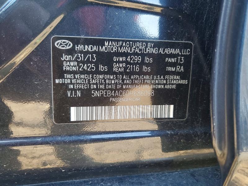 Продажа на аукционе авто 2013 Hyundai Sonata, vin: 5NPEB4AC6DH686098, номер лота: 79832195