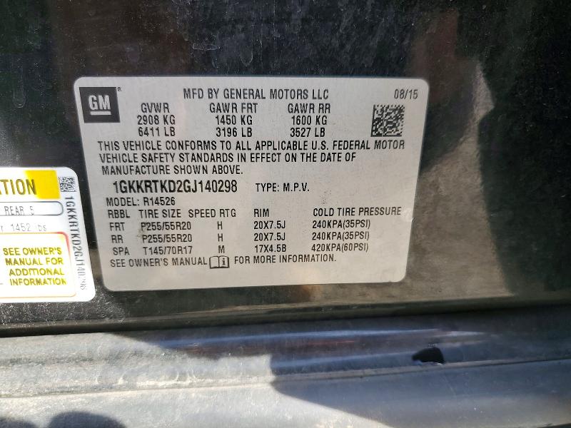 Продаж на аукціоні авто 2016 Gmc Acadia, vin: 1GKKRTKD2GJ140298, номер лоту: 46208326