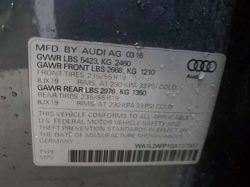 45929776 :رقم المزاد ، WA1L2AFP1GA127307 vin ، 2016 Audi Q5 مزاد بيع