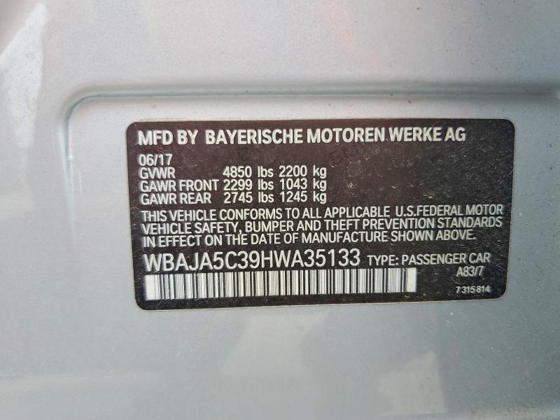 Продаж на аукціоні авто 2017 Bmw 530, vin: WBAJA5C39HWA35133, номер лоту: 45476996