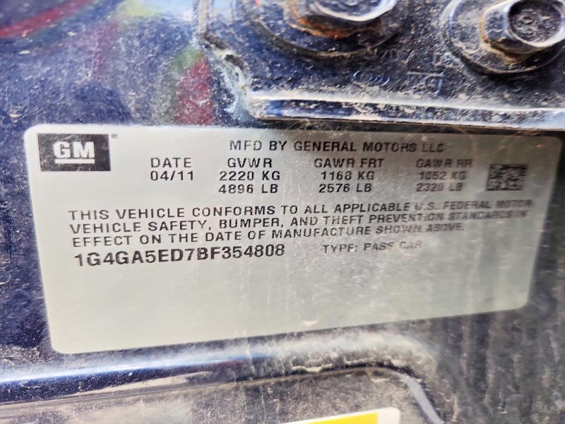 79823085 :رقم المزاد ، 1G4GA5ED7BF354808 vin ، 2011 Buick Lacrosse مزاد بيع