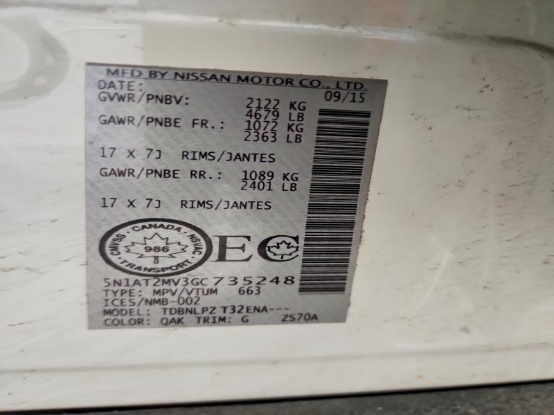 47608256 :رقم المزاد ، 5N1AT2MV3GC735248 vin ، 2016 Nissan Rogue مزاد بيع