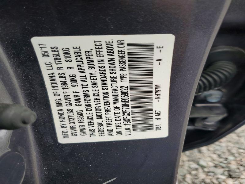 Aukcja sprzedaży 2017 Honda Civic, vin: 19XFC2F70HE059022, numer aukcji: 46231986