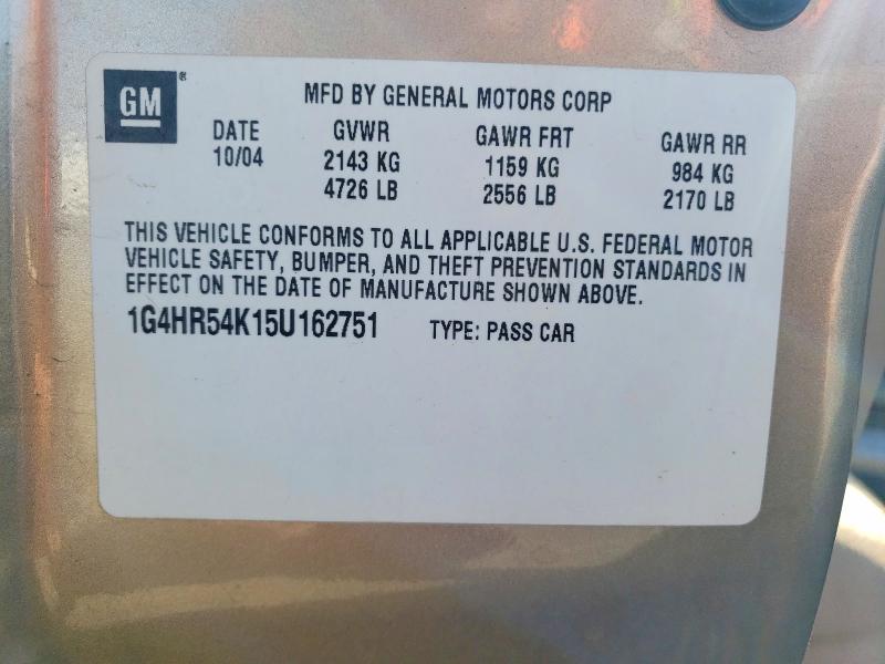 Aukcja sprzedaży 2005 Buick Lesabre, vin: 1G4HR54K15U162751, numer aukcji: 47001736