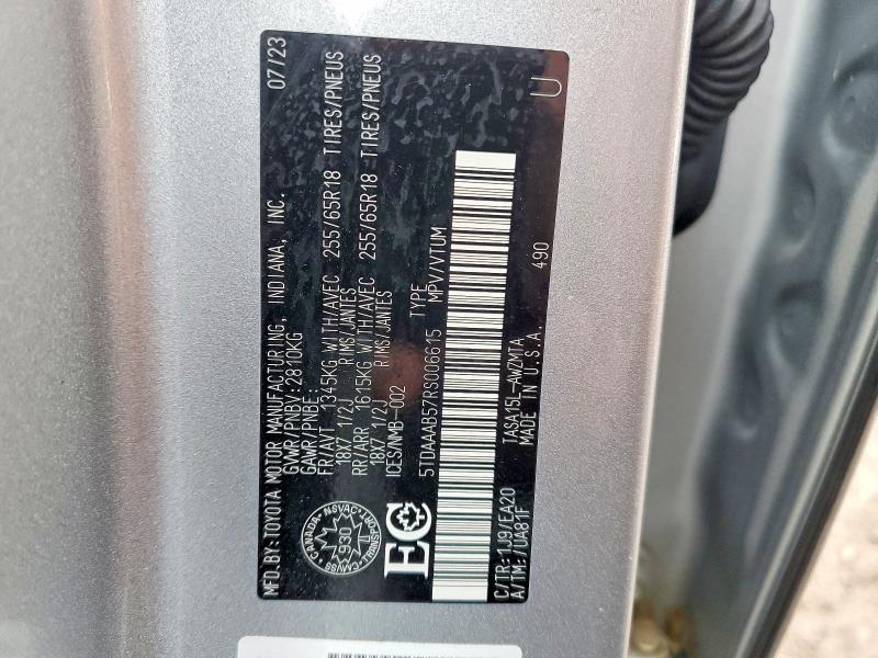 Aukcja sprzedaży 2024 Toyota Grand Highlander, vin: 5TDAAAB57RS006615, numer aukcji: 46124456